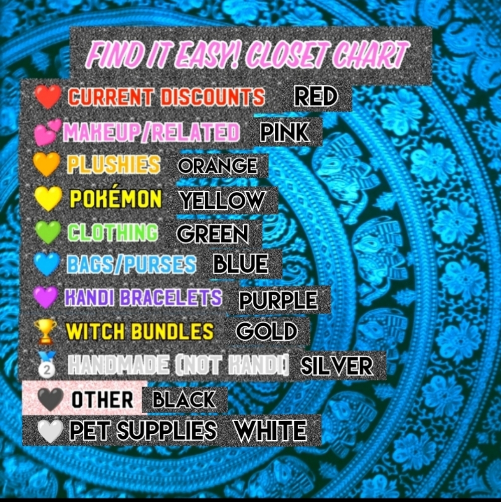 🎉CLOSET COLOR CHART🎉